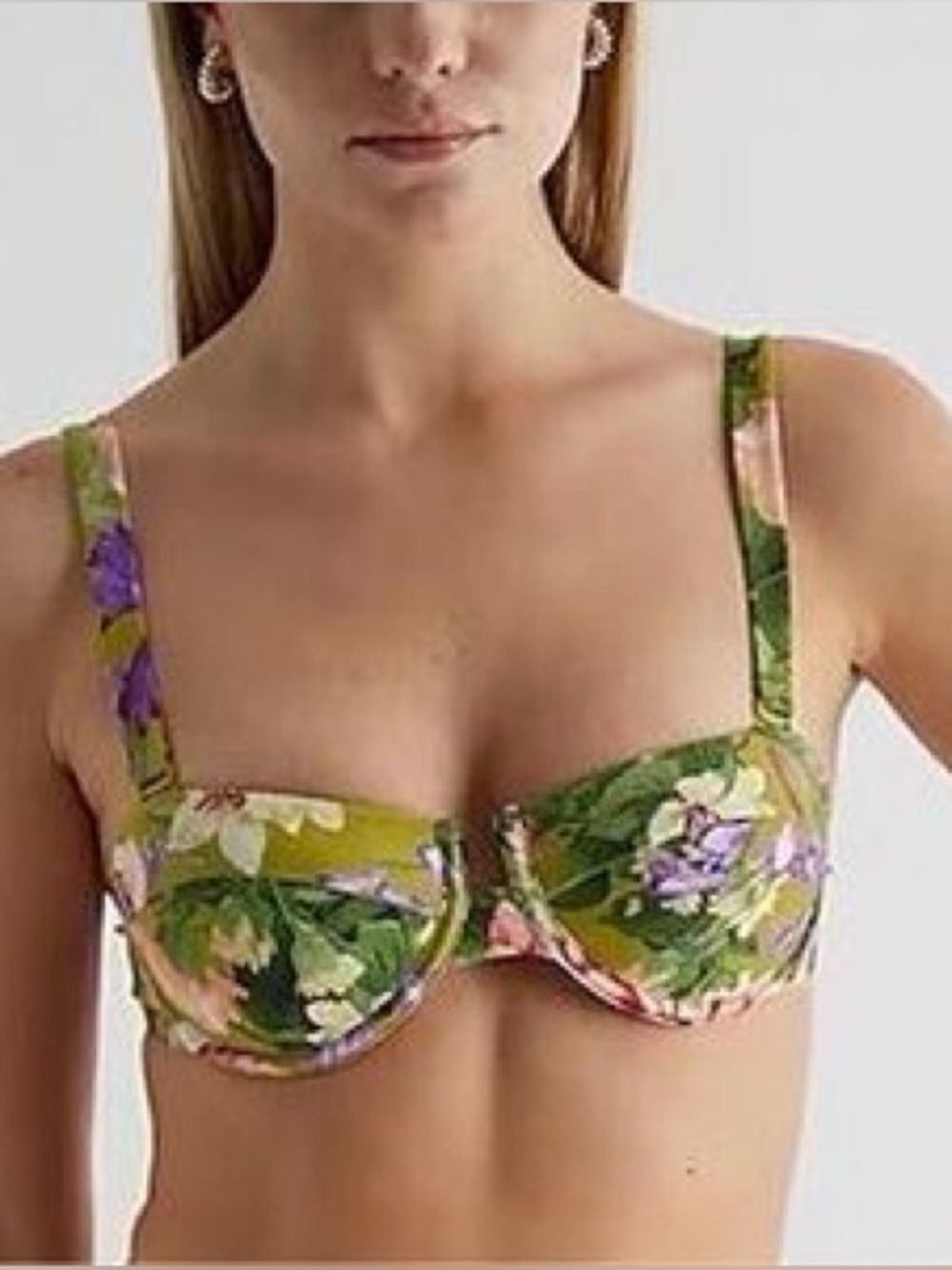 Express Floral Underwire Bikini Top - Green Multi